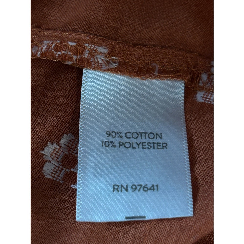 J.Jill Baked Clay Pintuck Button Front Peasant Blouse Rust Orange Sz M - Picture 5 of 8